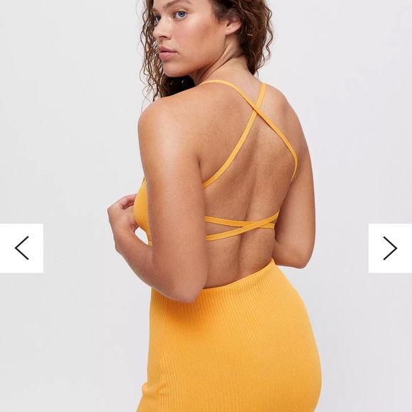 Yellow Ribbed Mini Dress - Picture 3 of 3